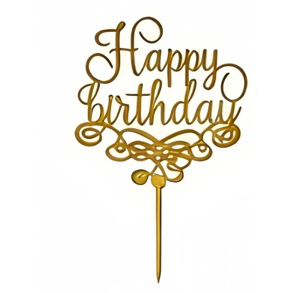 20 Pieces/set Style Happy Birthday Acrylic Cake Decorations, Party Cake Insert Set, 20 Styles, Birthday Cake Decoration Kit