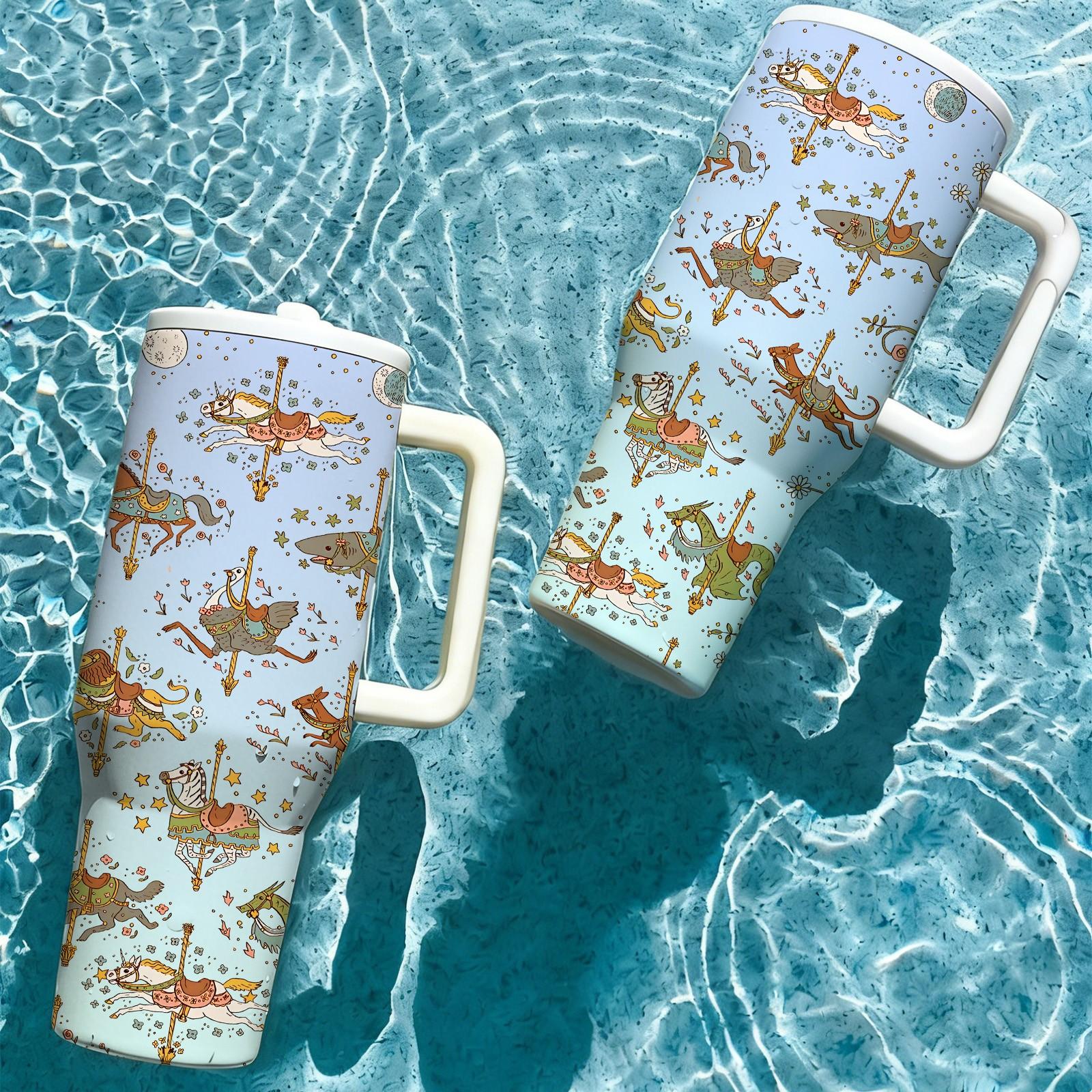 1 Pc 40oz Western Cowgirl Insulated Mug Tumbler, Cowboy Style Thermal Cup With Handle, Double Wall Stainless Steel, Stainless Steel Drinkware, Leak Proof For Hot Cold Drinks, Keep Warm 12 Hours Cold 24 Hours, Western Aesthetic Gift For Women Men