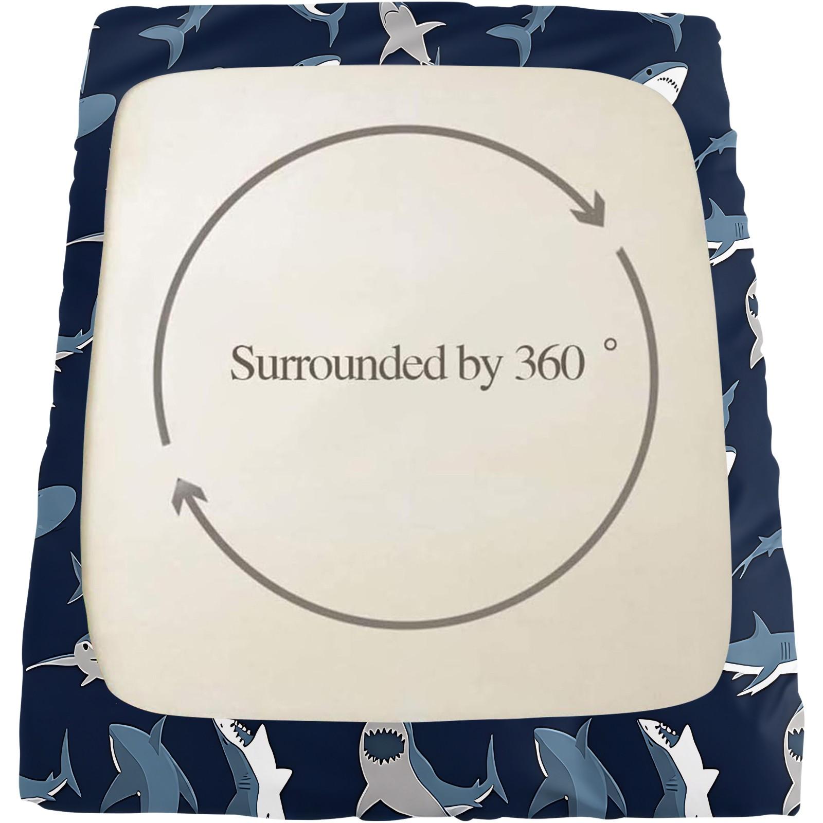 3PCS Cute Shark Pattern Fitted Sheet Set, Ocean Animal Bed Sheet Set, Soft Microfiber Bedding Set (No Fillers),Marine Animals Bedding Set for Kid Teen Boys Girls