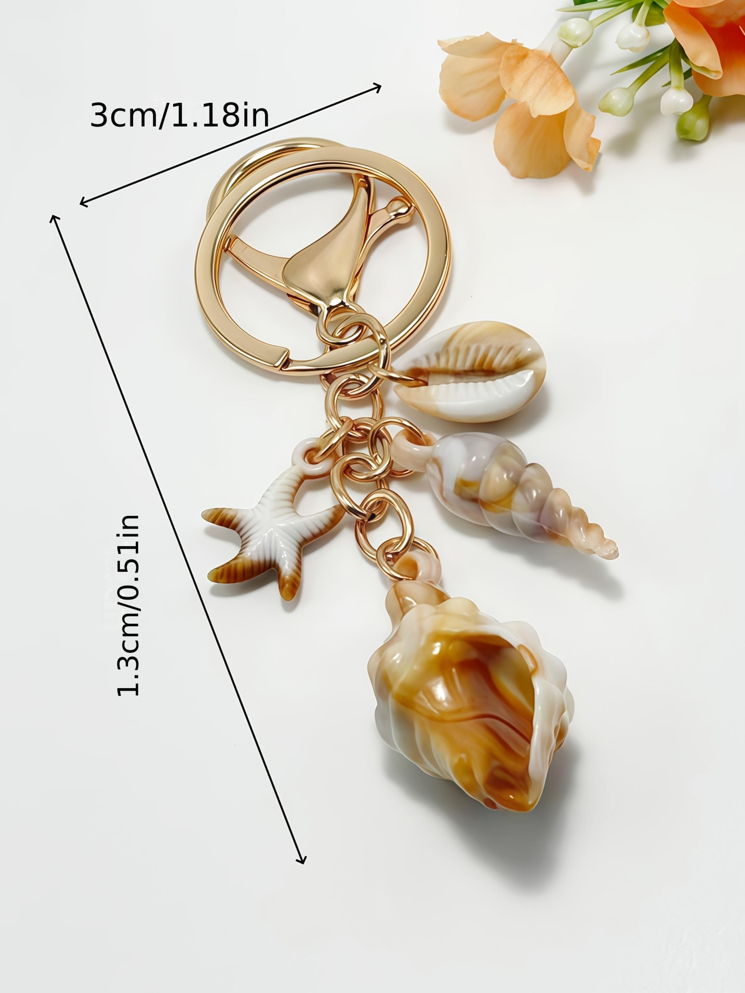 Niche design ocean style shell starfish keychain, personalized creative design, small and exquisite, beach style shell starfish keychain pendant small object, shoulder crossbody bag ocean element key pendant