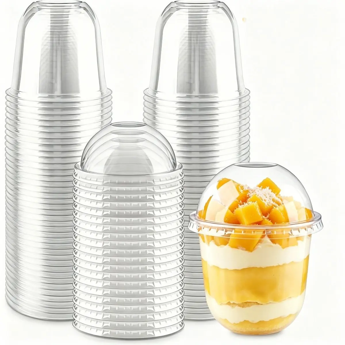 40/100/200pc 12oz Transparent Drink Cups, Multi-Use Yogurt, Fruit, Cake Cups, Parfait Party Cups, Ideal for Parties, Weddings, Takeout, Outdoor Use