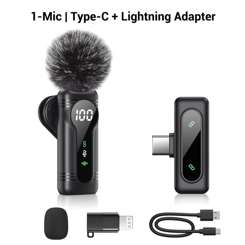Mini Pro Wireless Lavalier Microphone for iPhone, iPad, Android, Usb Streaming Mic | Intelligent Noise Cancelling, Magnetic Rotating Clip, Long Battery Life | Ideal for Video Recording, Vlogging, Teaching, Interviews, Podcasts |