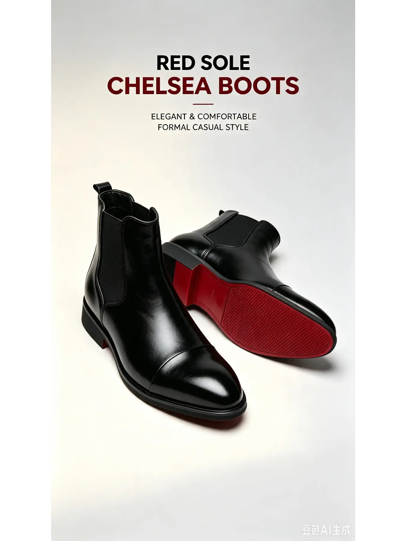 Red Sole Men's Chelsea Boots Business  Chelsea Boots Perfect for The Office or Weddings Men’s Red-Sole Chelsea Boots, Formal Chelsea Ankle Boots Look Sharp with Suits,  Slip-On Design, A Must-Have for Lazy Commuters Men’s Business Embroidered Boots