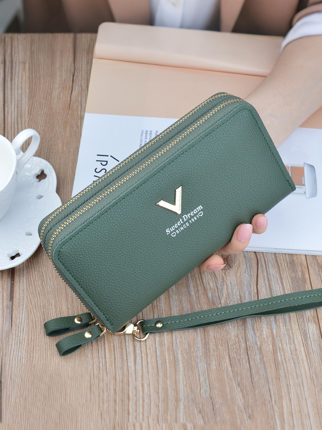 Women'S Coin Pouch, Double Zipper Wallet, Multiple Card Compartments, Wallet Card Holder, Spacious Design, Stylish Women'S Wallet, Zippered Wallet for Ladies, Durable Fashion Wallet, Made of PU Material, Double Zipper Purse