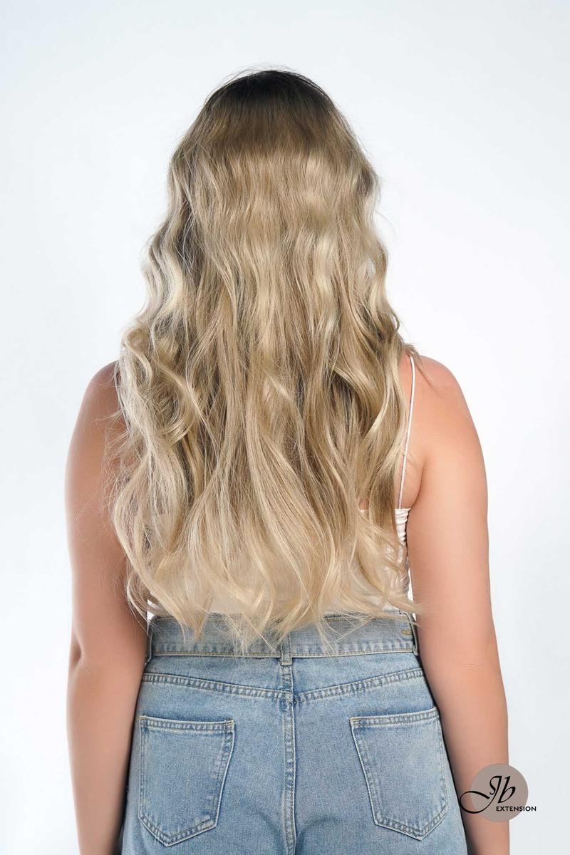 JBEXTENSION 26 Inches Mix Blonde With Dark Root Body Wave With Bangs MANDA