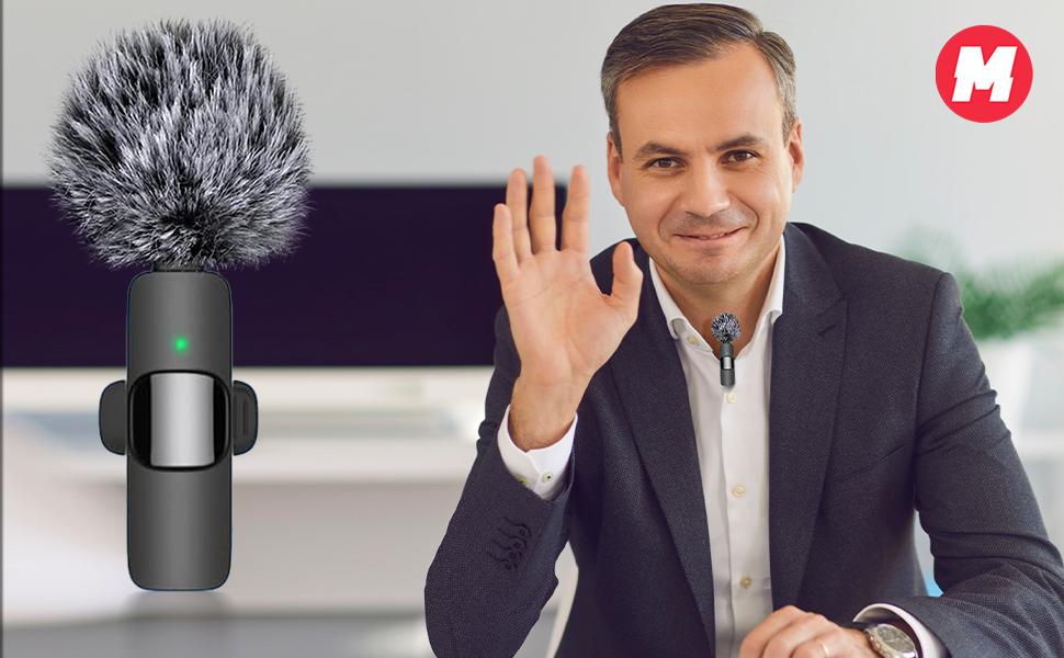 2026 Professional Wireless Lavalier Microphone for iPhone, iPad, Android - 2 Pack Noise Canceling Crystal Clear Recording, Live Streaming