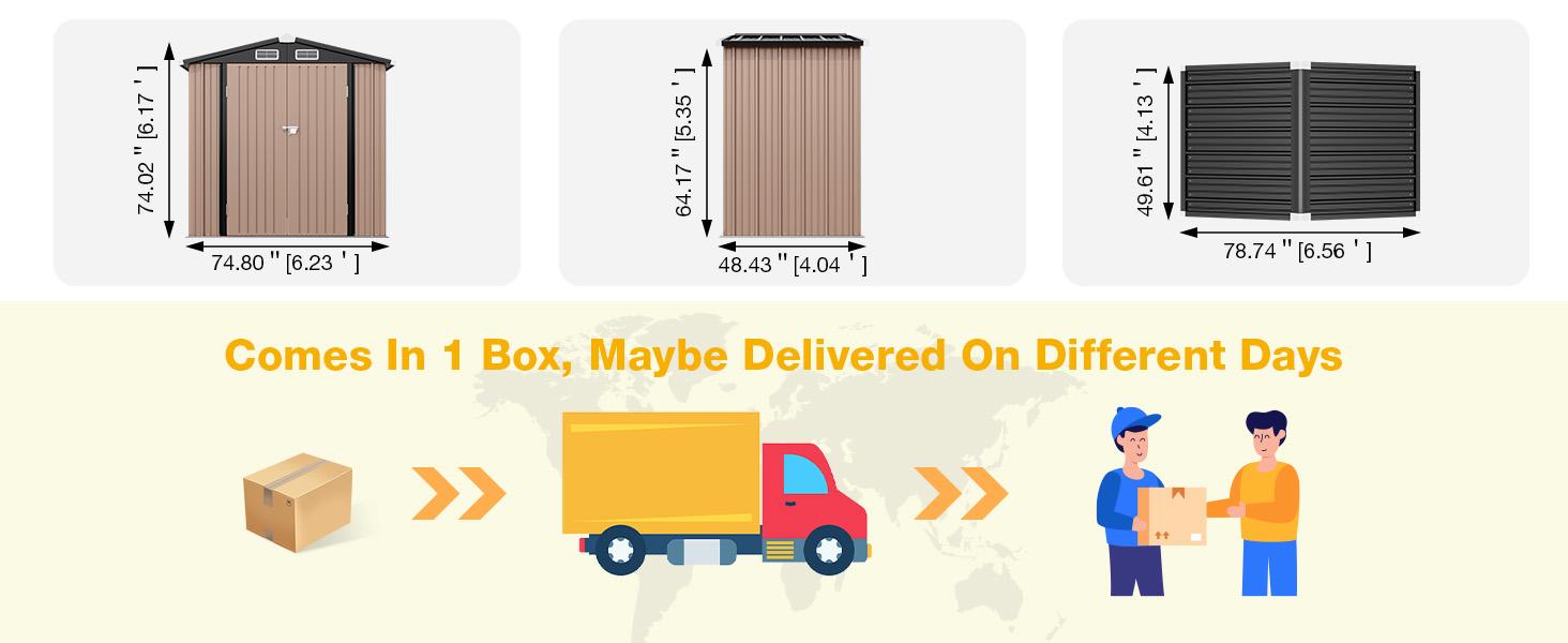 Aoxun Multi-Size & Multi-Material Outdoor Storage Shed with Included Base, Lockable Door, Sloped Roof, Heavy Duty Metal Organizer for Garden, Backyard, Patio, Lawn