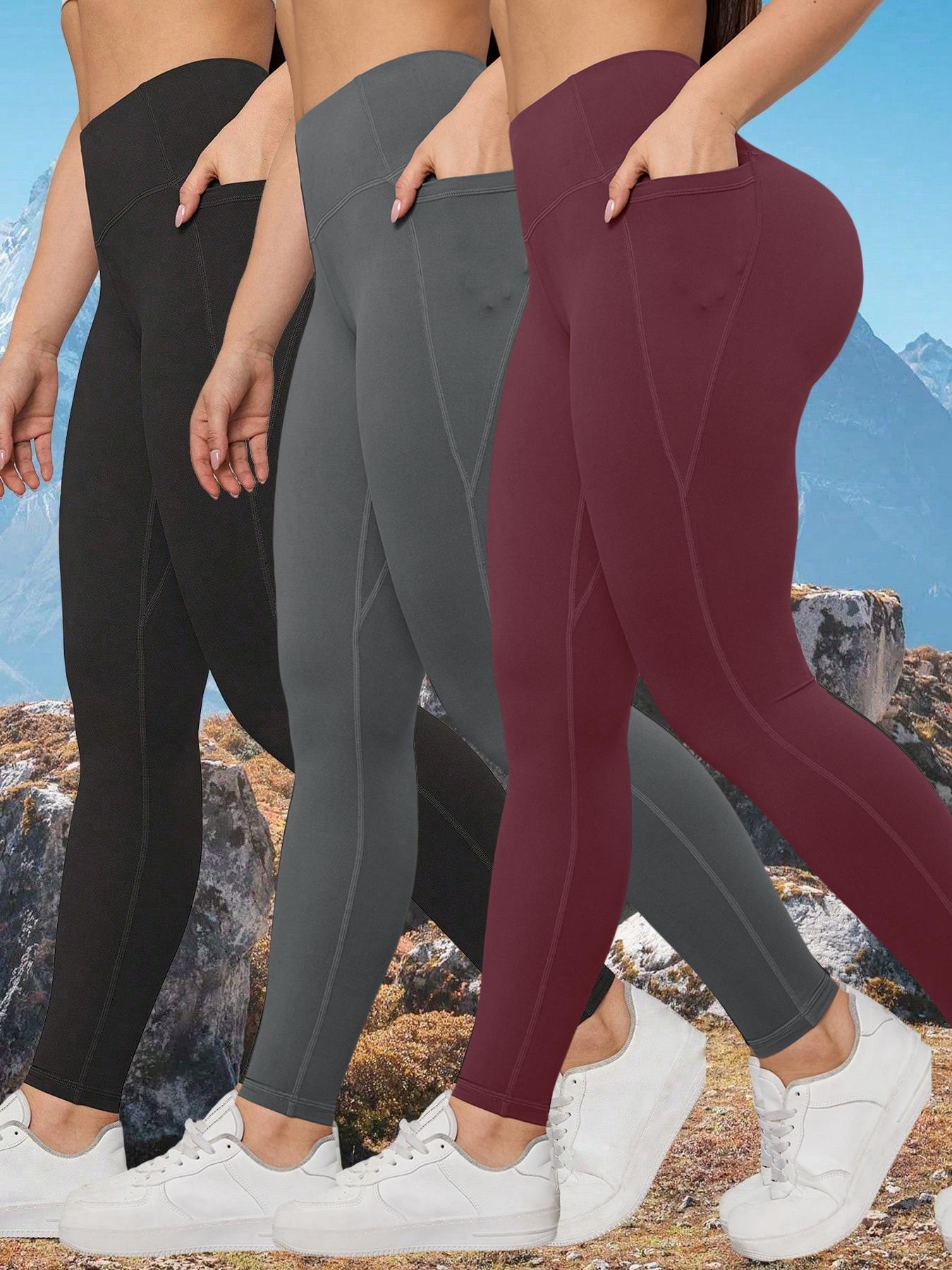 3 Pack Women's High Waist Yoga Pants with Pockets, Breathable Sweat-Wicking Tight-Fitting Outdoor Sports Leggings for All Seasons, Breathable Athletic Bottoms