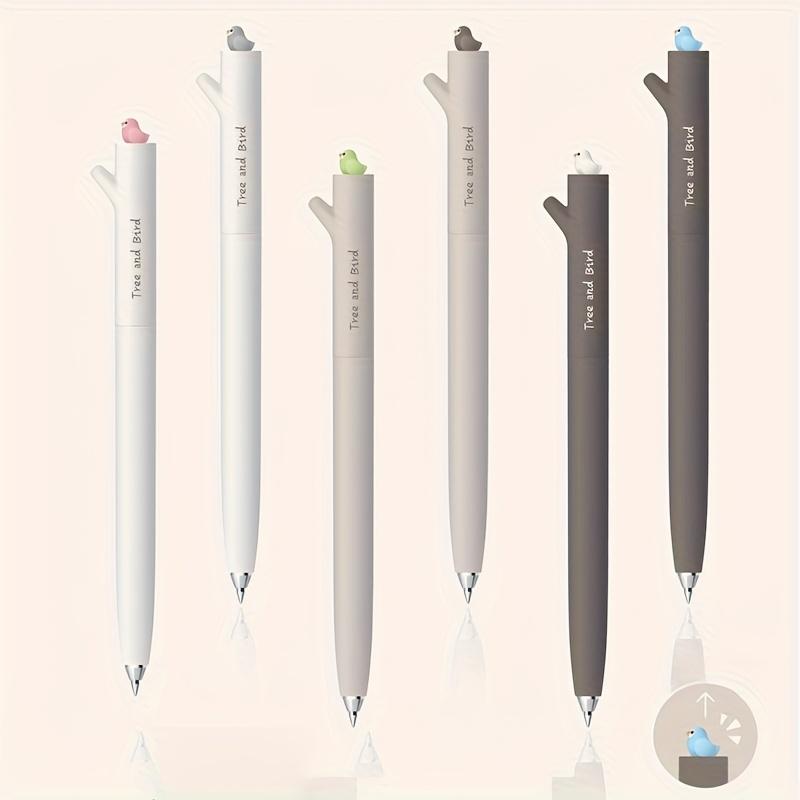3/6pcs Branch Bird Rotating Neutral Pens, Creative Low Center of Gravity Dual Pearl Fast Dry Ink, Random Style Signature Pen, Office Supplies