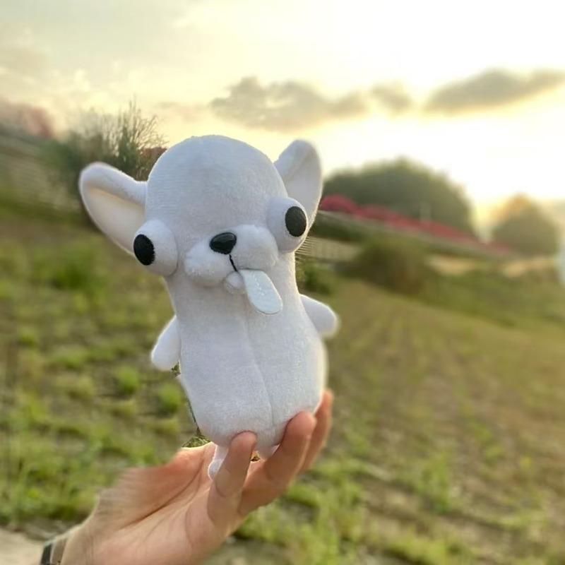Funny Chihuahua Plush Toy Keychain Pendant Puppy Pet Stuffed Chihuahua Doll Weird Cute Realistic Plush Chihuahua Friend Gift