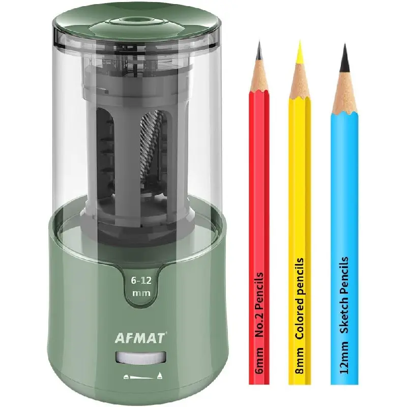 AFMAT Electric Pencil Sharpener, Auto Stop, Super Sharp & Fast, Electric Pencil Sharpener Plug in for 6-12mm No.2/Colored Pencils/Office/Home PS94