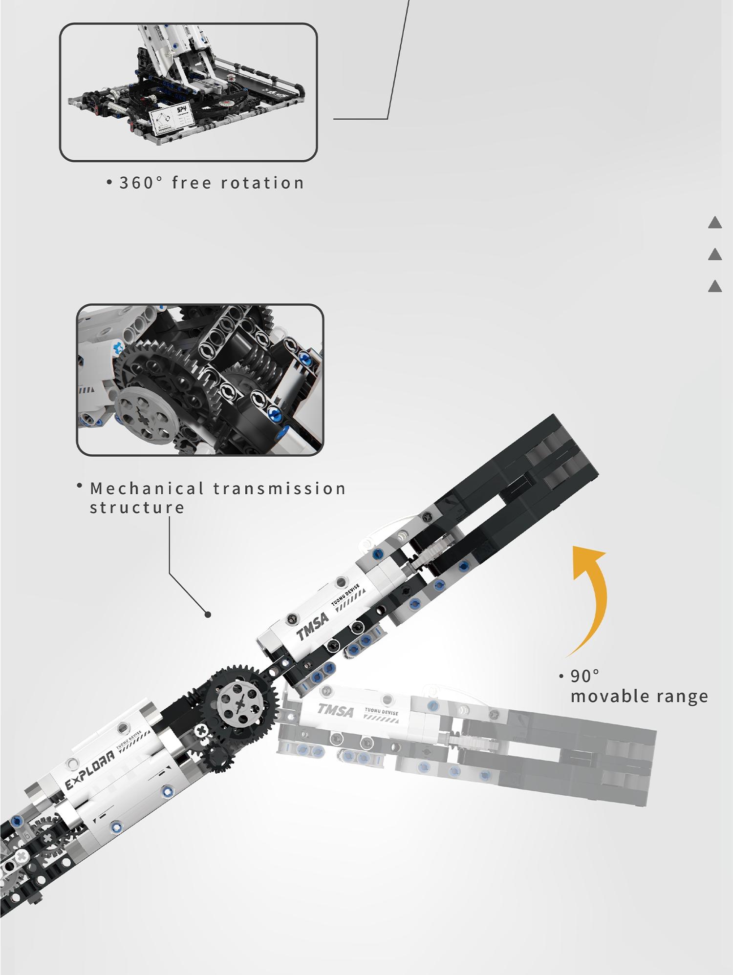 1029pcs Remote Control Mechanical Arm Building Set, Stem Education Toy, Dynamic Transmission System, Ideal Gift for Kids and Adults