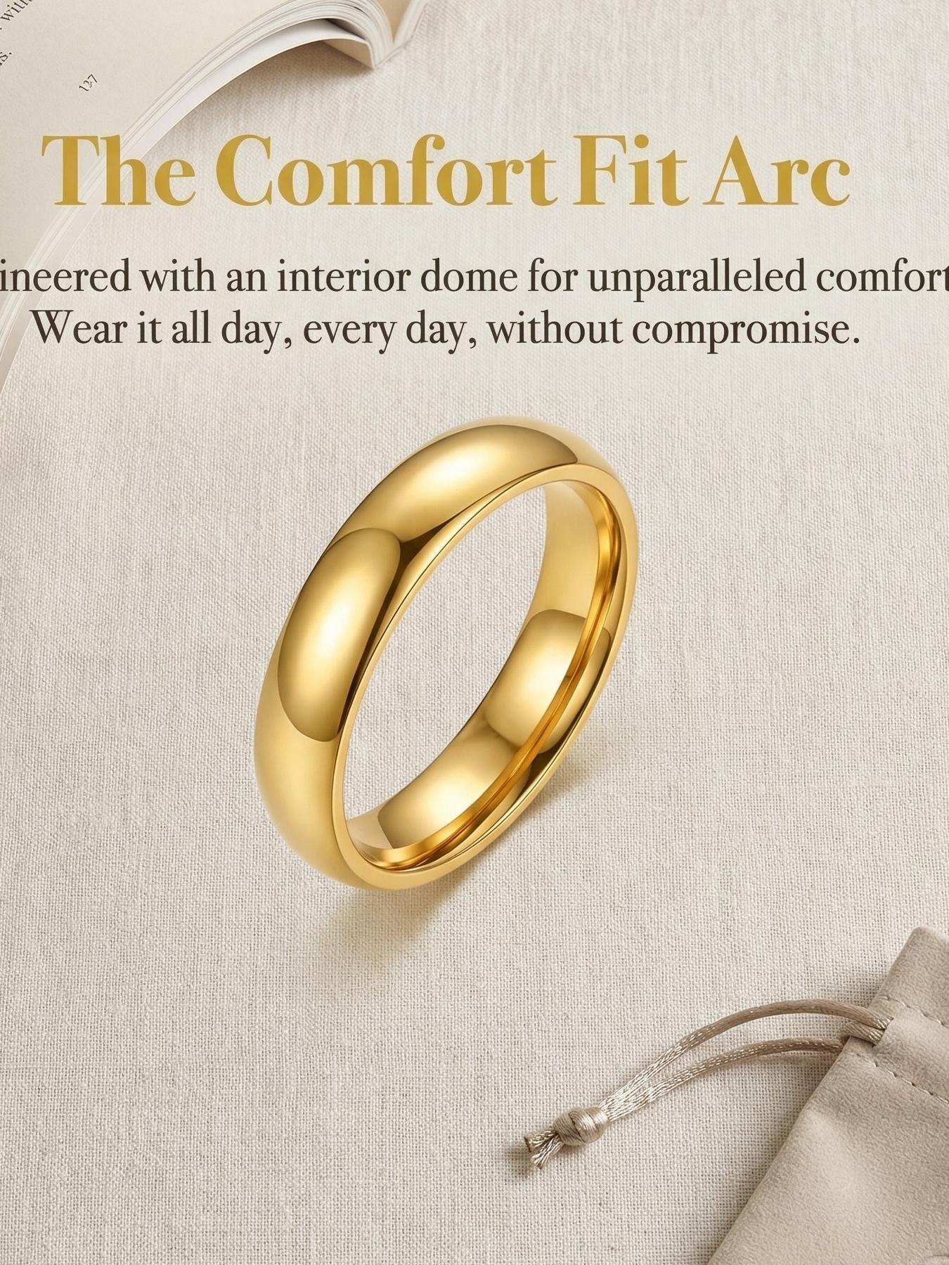 3-piece 18K gold stainless steel plain ring, high-end and niche, elegant ring with a smooth surface, high-quality jewelry ring / stainless steel material / colorfast / hypoallergenic / couple's style / suitable for festivals / parties / ideal gift