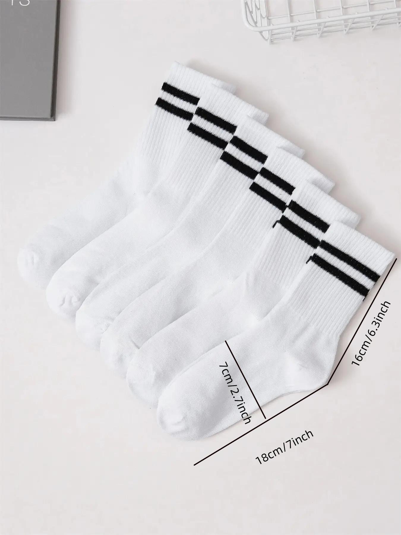 Women's 6 Pairs Striped Print Crew Socks Set, Soft Comfy Breathable Mid Calf Socks For Gym Outdoor Daily, Women's Socks & Hosiery, Cozy Fall Outfits, Versatile Street Style Womenswear, Summer Outfits 2024