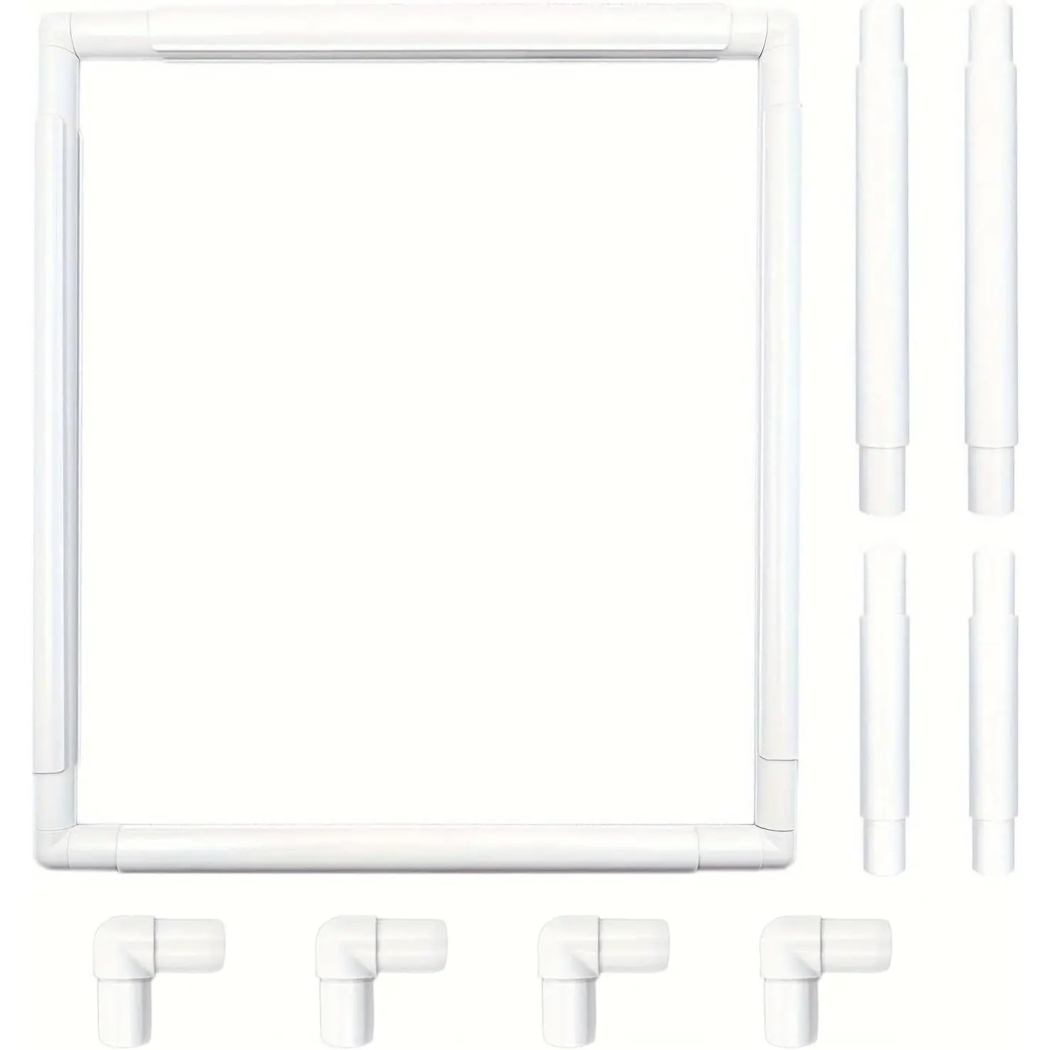 2 Sets Universal Clip Frame Set – Square & Rectangle Plastic Frames (17"x17" & 11"x8") for Embroidery, Quilting, Cross-Stitch, Punch Needle, Silk Painting (Also Use as 17"x11")