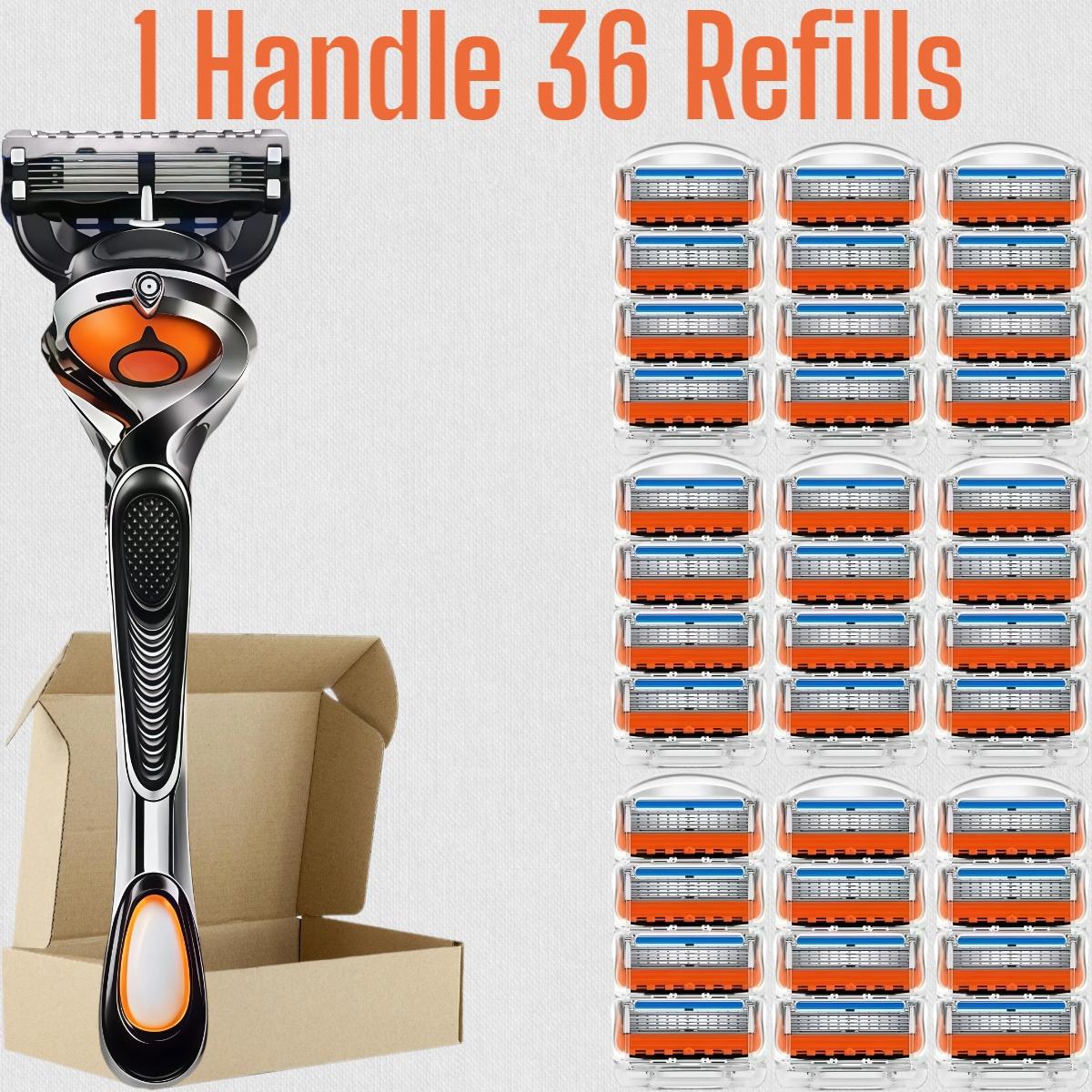 Men's Razor with High-Quality Sharp Refills, 5 Layer Stainless Steel Blades, Dustproof Waterproof Rust-Resistant, Comfortable Shaving Experience