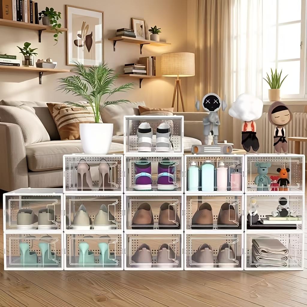 24-Pack Transparent Plastic Shoe Boxes with Lids, Foldable and Stackable Shoe Storage Bins Organiser - Waterproof, Space-Saving Shoe Storage for All Shoes, Multilayer Sneaker Display Racks - Suitable for Entryways, Bedrooms, Homes, and Dorms
