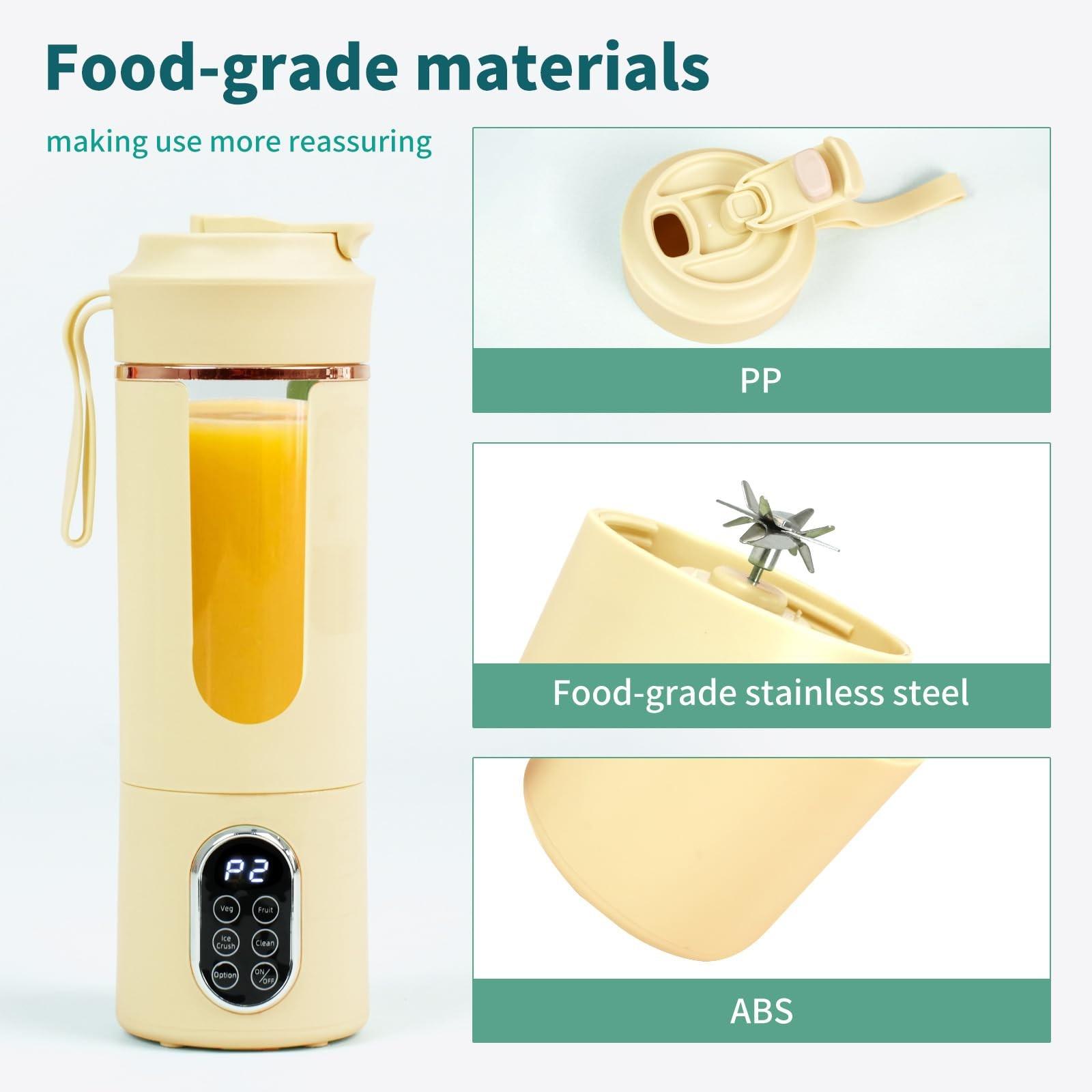 530ML/18oz Portable Blender, Mini Portable Electric USB Juicer, Small Personal Blender for Smoothies and Shakes, With Automatic Cleaning Function, Multi-Purpose and Easy To Use