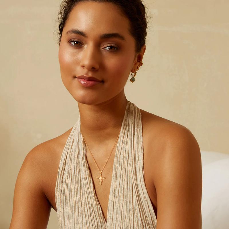 Fettero Gold Cross Necklace for Women Dainty CZ Cross Pendant Necklaces Simple Faith Christian Jewelry Gifts for Girls