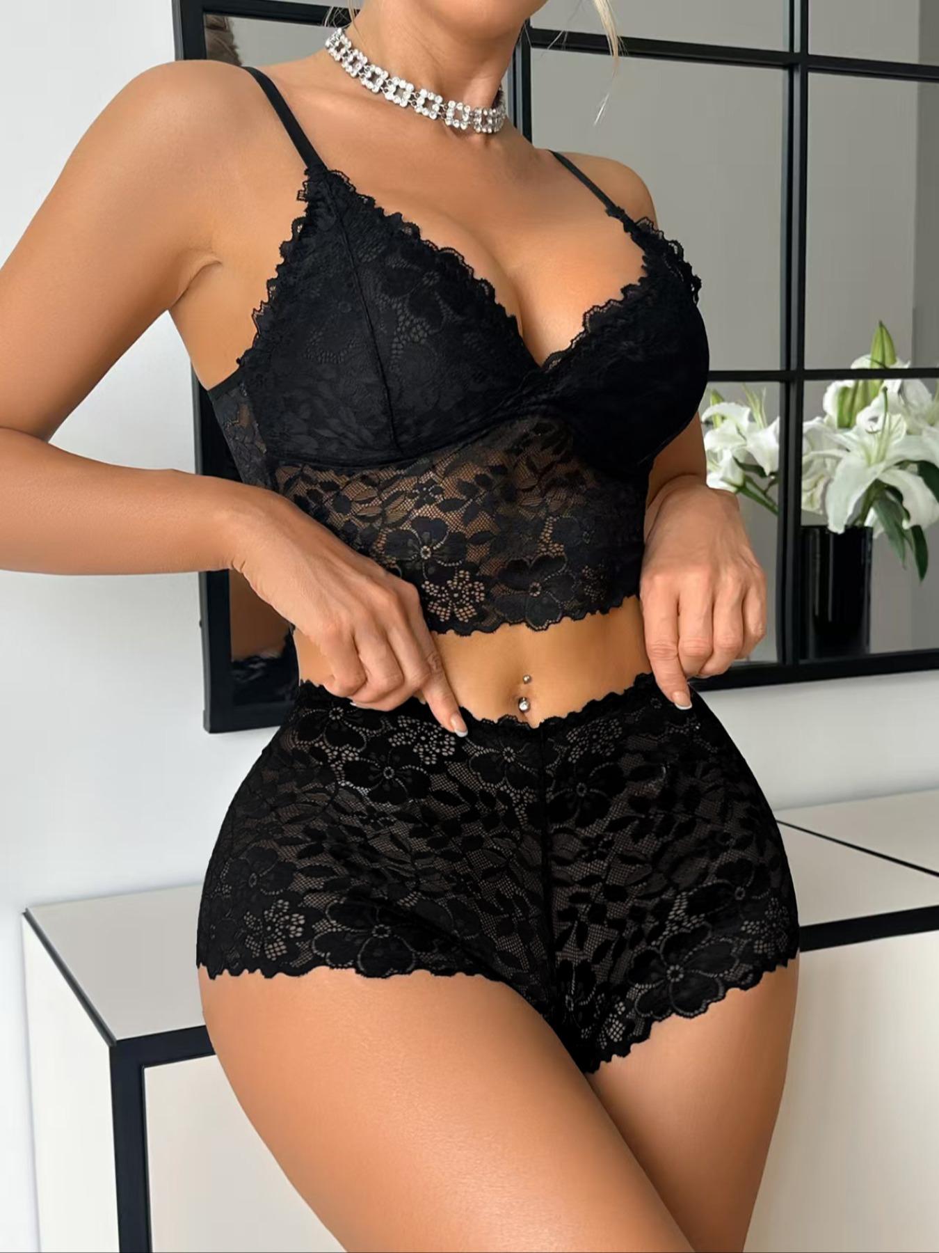 Transparent Sexy Bra Set, Ultra-Thin Lightweight Breathable Floral Lace Lingerie, Ultimate Comfort and Support, Fashionable High Waist Panties, Underwear