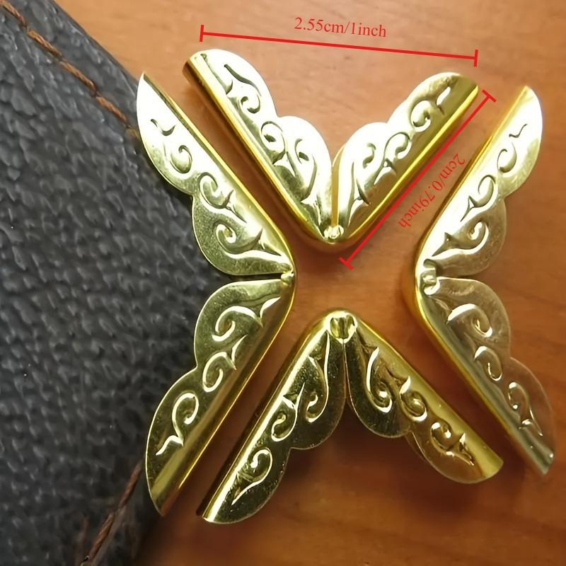 20 Pcs Golden Metal Book Corner Protectors, Luxurious and Elegant Book Corner Covers, Suitable for Student Books, Office Documents and More