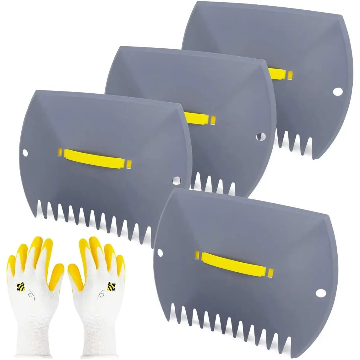 Leaf Scoops Hand Rake, Lightweight Leaf Grabber,Grey Leaf Collector, Leaf  Upper for Leaves, Grass, Lawn Clippings, Twigs or Debris (2 Pack)