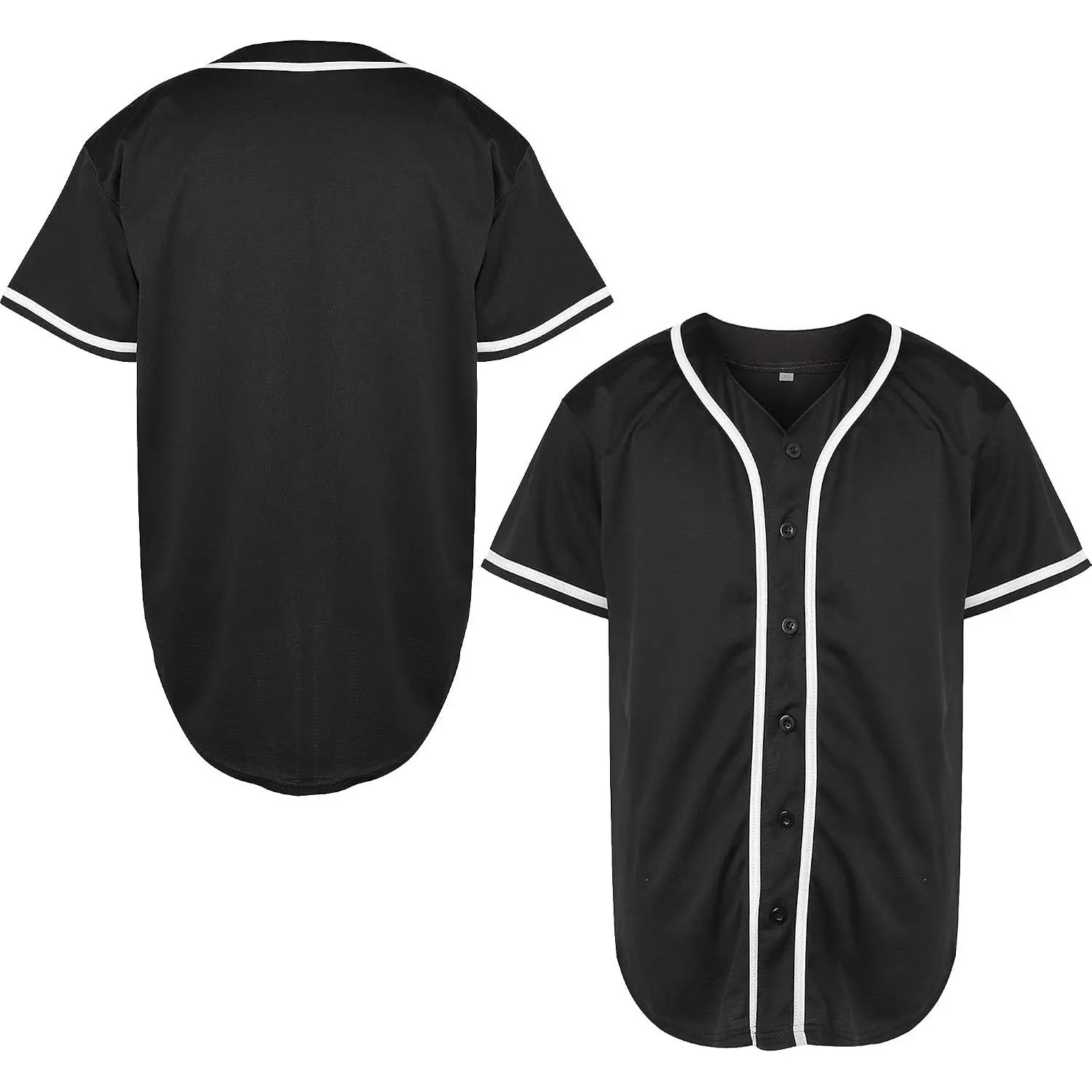 Blank Jersey Plain Hipster Hip Hop for Men Button-Down Baseball Jersey Short Sleeve Shirt