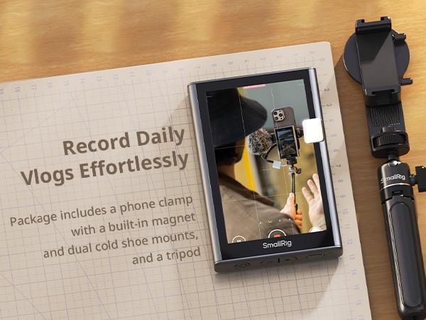 SmallRig Phone Vlog Selfie Monitor Screen for iphone17 Pro/MAX for Huawei for S24/S25, w/Magnetic Phone Holder Clip Mount & Wireless Remote, Sync Rear Camera for Selfie Vlog Live Stream Phone Filmmaking - 4851B