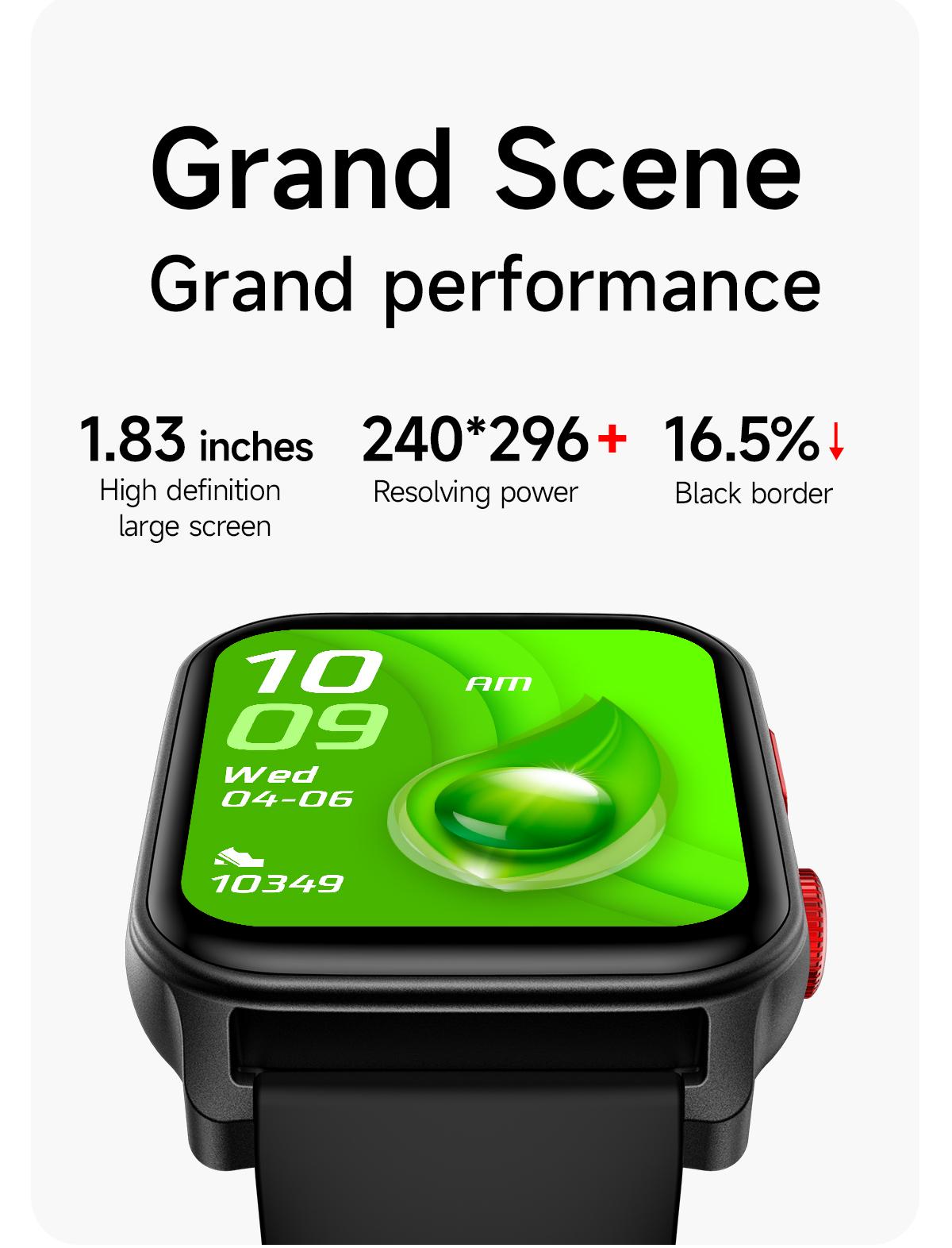 Smart Watch for Men and Women with Call/Message Reminder, Smart Watch 1.83 Inch Touch Screen, Fitness Watch Heart Rate/Sleep/Calorie/Step Monitor, Emergency Flashlight, Activity Tracker for Android iOS