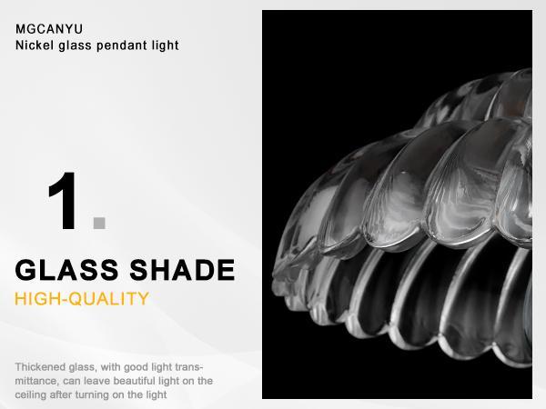 Modern Glass Pendant Lights Kitchen Island, 11.8" Glass Light Fixtures Brushed Chrome Flower Vintage Lighting Glass Ceiling Chandelier for Dining Living Room Restaurant Bedroom Foyer Entryway