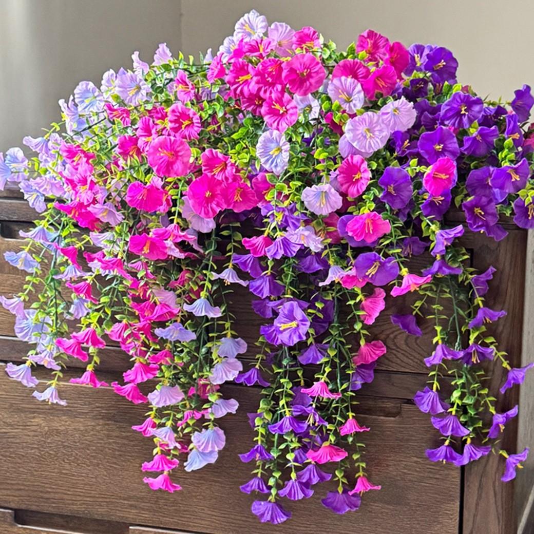 High-Quality Hanging Ivy Trumpet Flower Bouquet, Outdoor Garden Decoration, Realistic Fake Flowers, Factory Direct Sale
