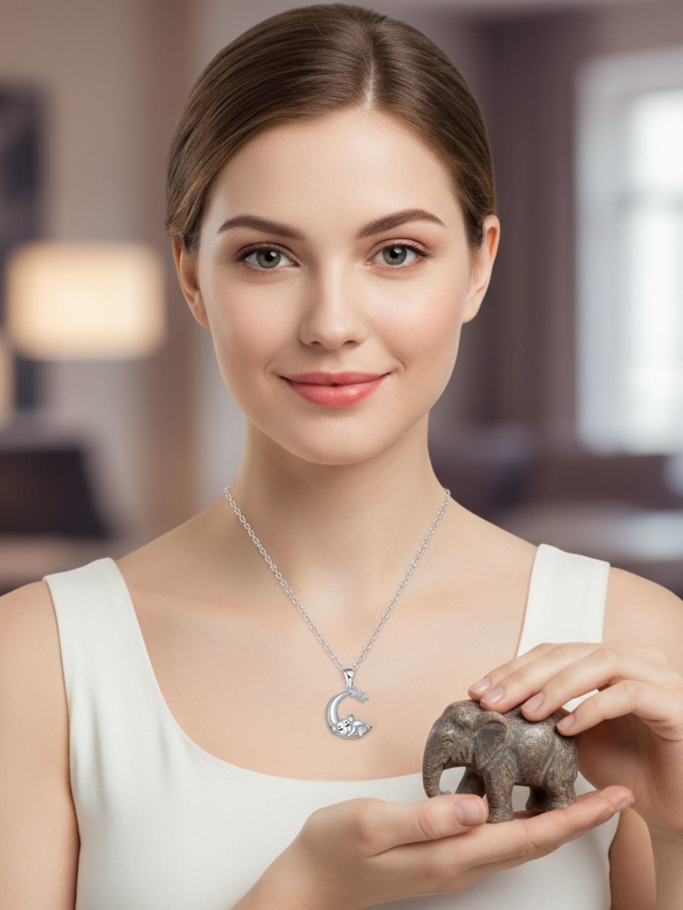 Star & Moon Glow Original niche cute moon and elephant necklace.Paired with a preserved rose & teddy bear jewelry gift box.Perfect mysterious gift for festivals, birthdays, Valentine's Day, Mother's Day and Christmas.