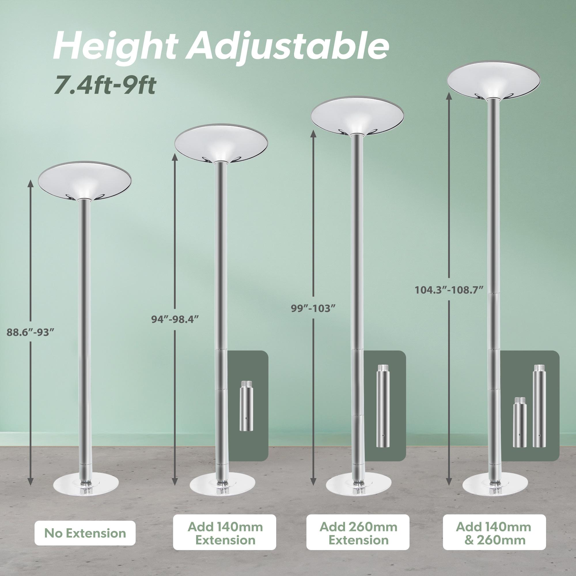 ZENY 45mm Adjustable Dancing Pole 7.4ft-9ft Spinning & Static Dancing Pole for Training Exercise Home Gym