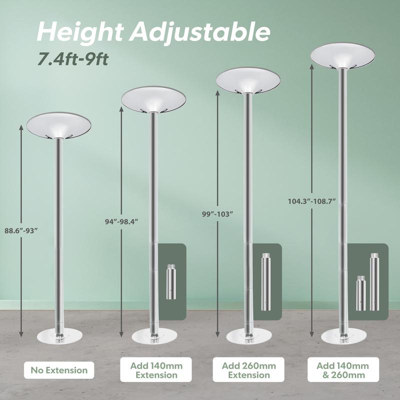 ZENY 45mm Adjustable Dancing Pole 7.4ft-9ft Spinning & Static Dancing Pole for Training Exercise Home Gym