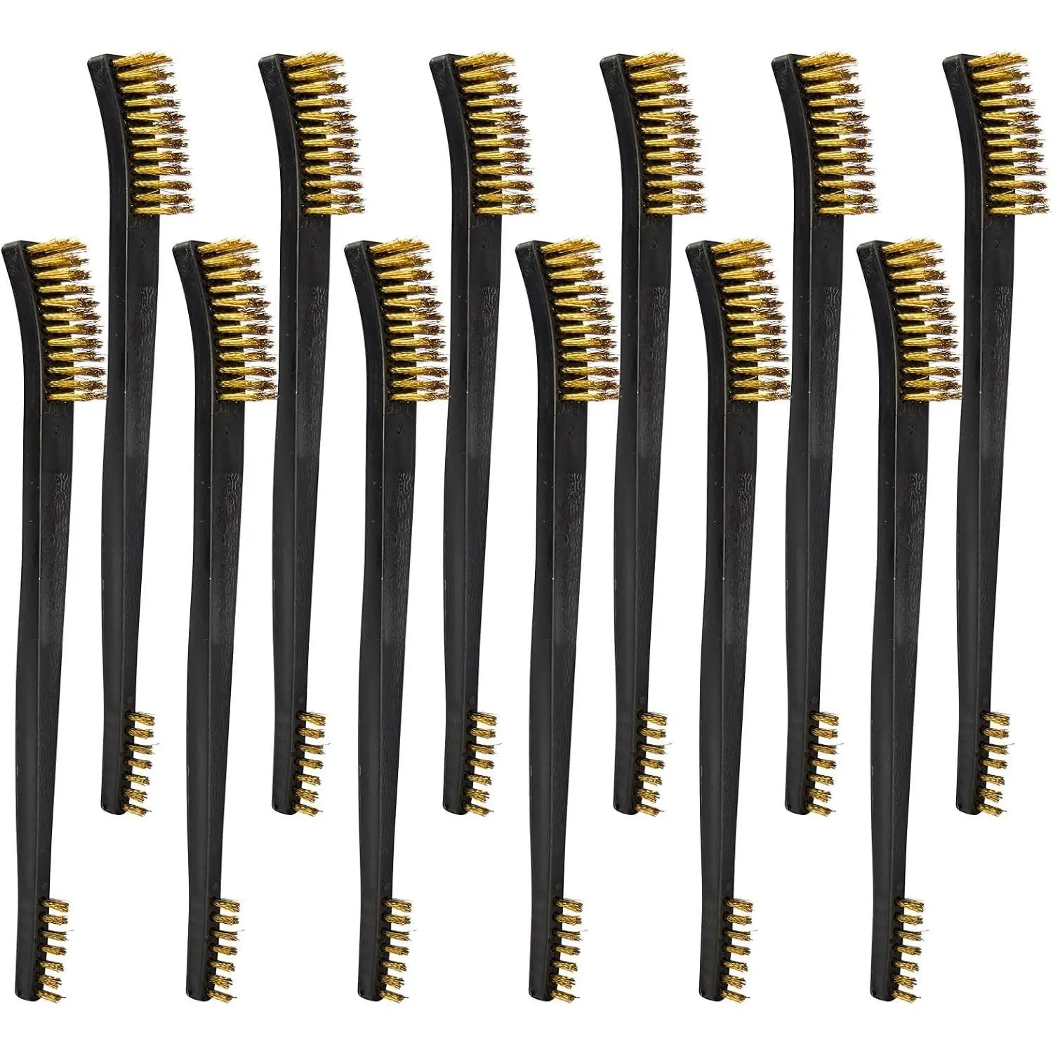 Gun Cleaning Brushes Set - 12 Pack Double-Ended Brass Brushes with Plastic Handles, All-Purpose Gun Cleaning Supplies Kit (Brass)