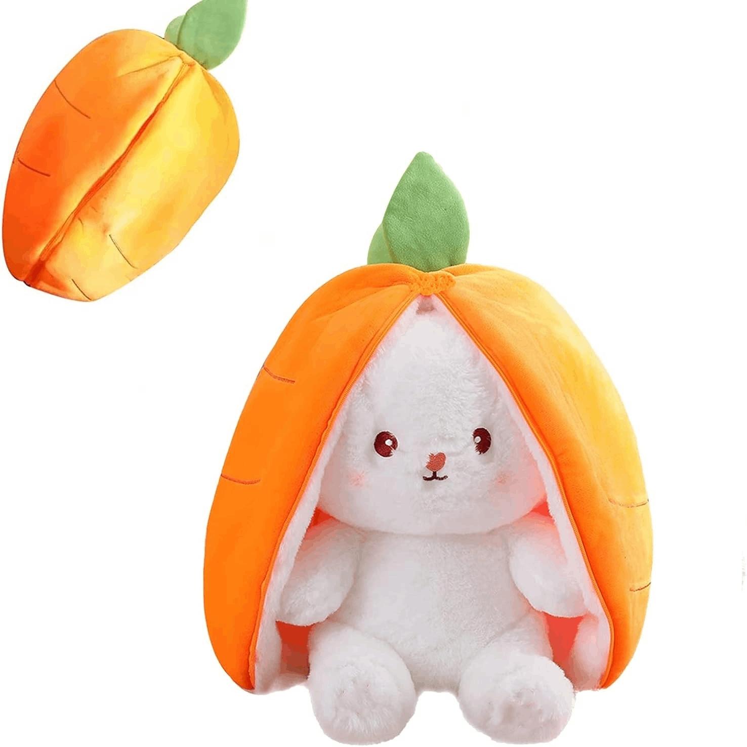 🍊 Cozy Fall Cuddles | Fruit-Cape Bunny Stuffed Toy | Squishy Plush, Huggable Size | Bedroom Sofa Nursery Decor | Birthday/Holiday Gift
