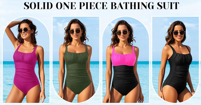 Aqua Eve One Piece Bathing Suit for Women Tummy Control Swimsuit Slimming Vintage Swimwear Aqua Eve One Piece Bathing Suit for Women Tummy Control Swimsuit Slimming Vintage Swimwear