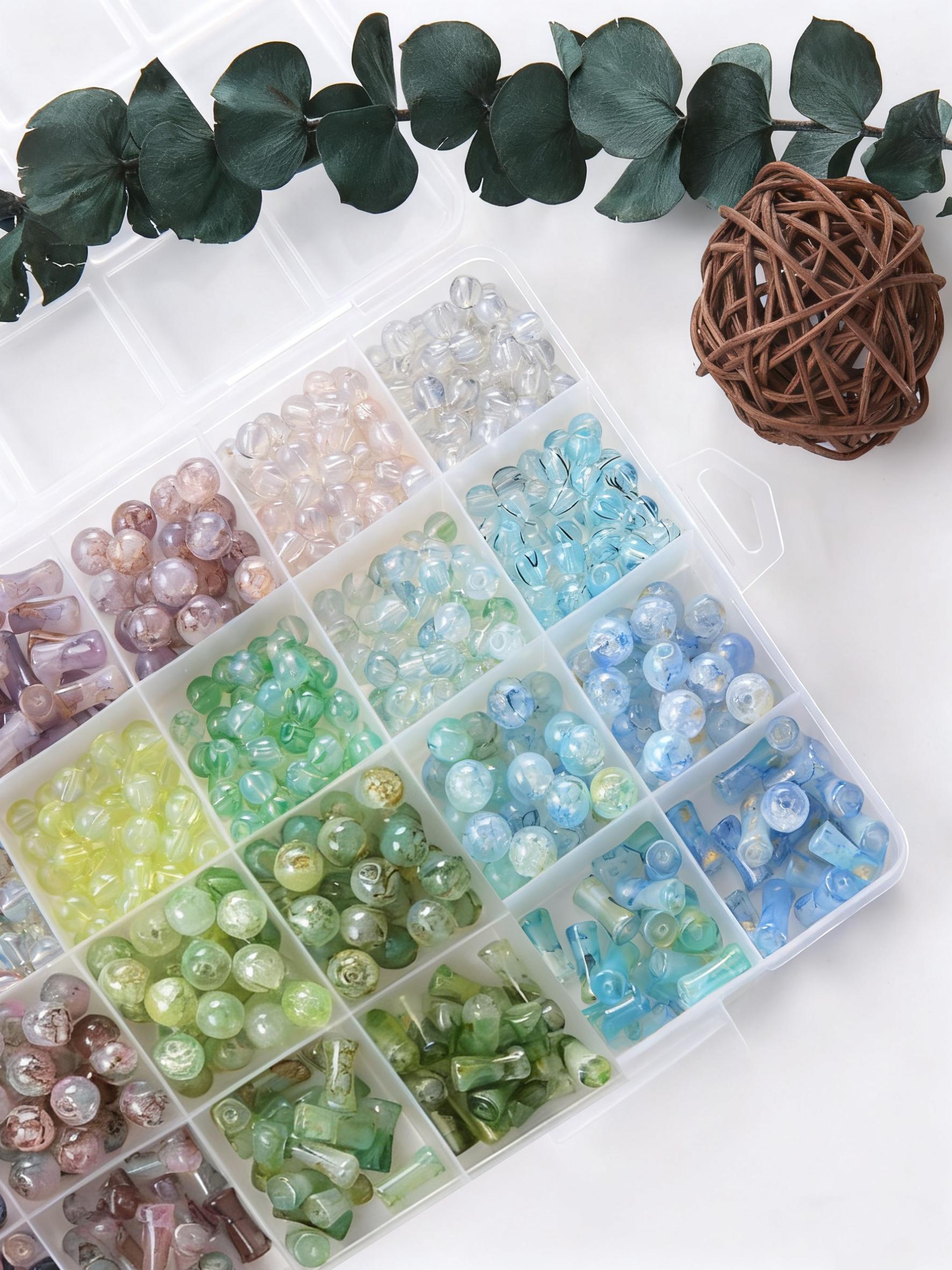 700+ Pcs Assorted Colorful Glass Beads, Unique Patterns for Jewelry Making, Perfect for DIY Crafts & Enthusiasts, Beads Set