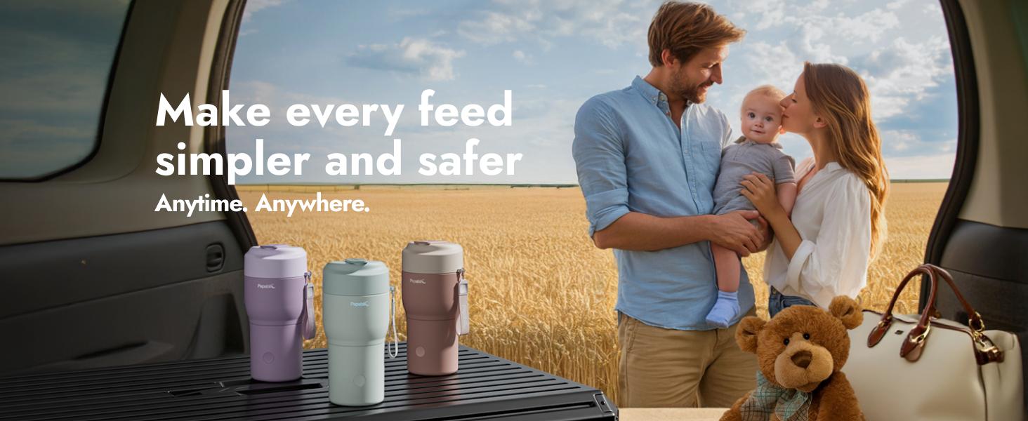 Papablic Pro Portable Bottle Warmer for Travel – Fast Heating, Built-in Sterilizer, 30W Fast Charge, 5-Temp Control, Easy-Clean Wide Mouth, Baby Milk Warmer for Breastmilk & Formula