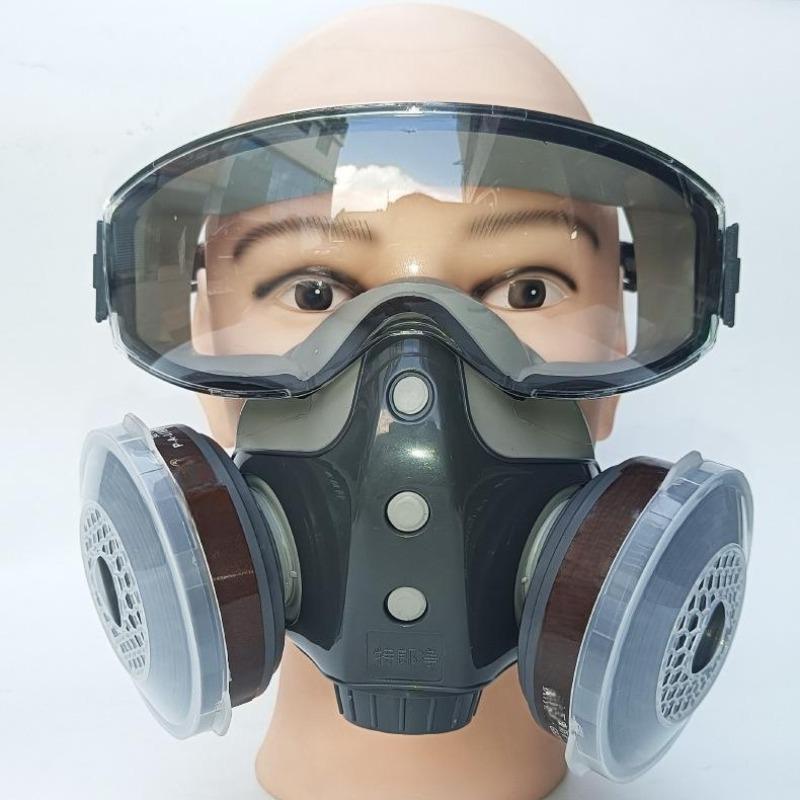 Upgraded Reusable Dustproof Anti-Gas Respirator Mask with Two Filters, Full Face Protection for Painting Spraying Chemicals Construction, Dustproof Gasproof Mask