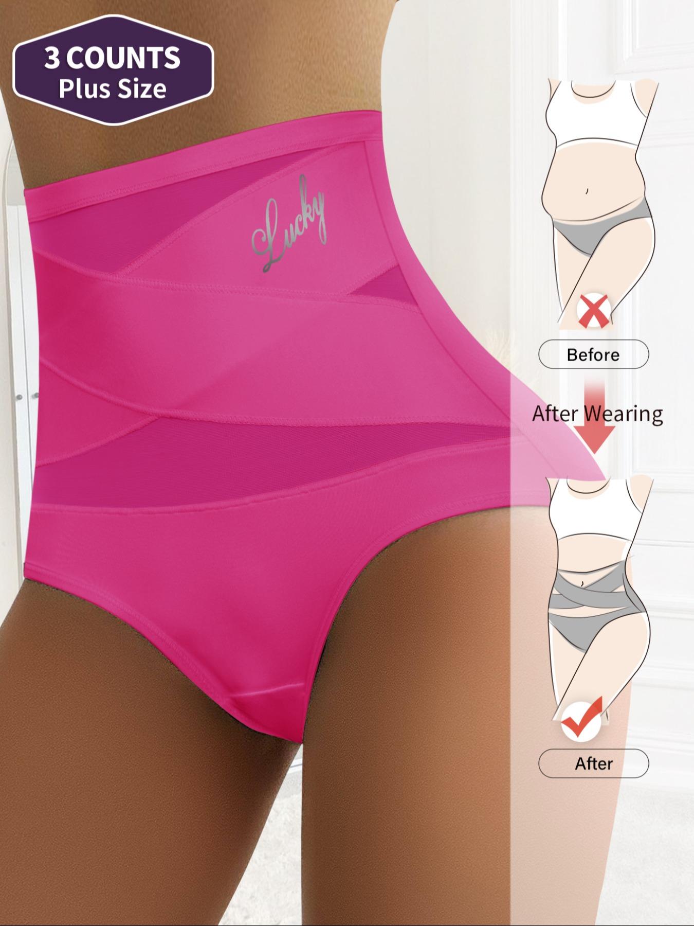 【Plus Size】 Letter Print High Waist Brief, Breathable Comfortable Panty for Daily Wear, Women's Underwear for All Seasons