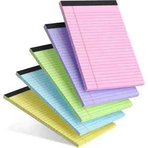 5pcs Colored Note Pads 5x8 College Ruled Small Legal Pads Paper Notepads 5 Pack Study Back Writing Pads 5 x 8 Paper Pads Perforated Narrow Ruled Pads of Paper 30 Sheets/Pack