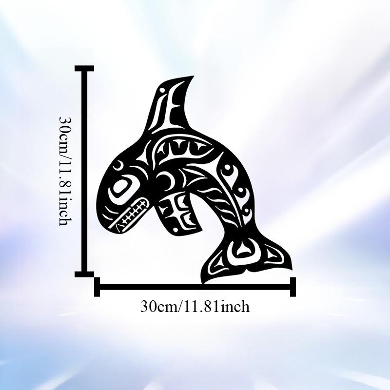 1pc Orca Metal Wall Art - Rust-Resistant Iron Orca Statue Mural Suitable for Coastal Nautical Decor, Ocean Theme Bedroom & Christmas Marine-Themed Gift for - Elegant Orca for Marine Lovers