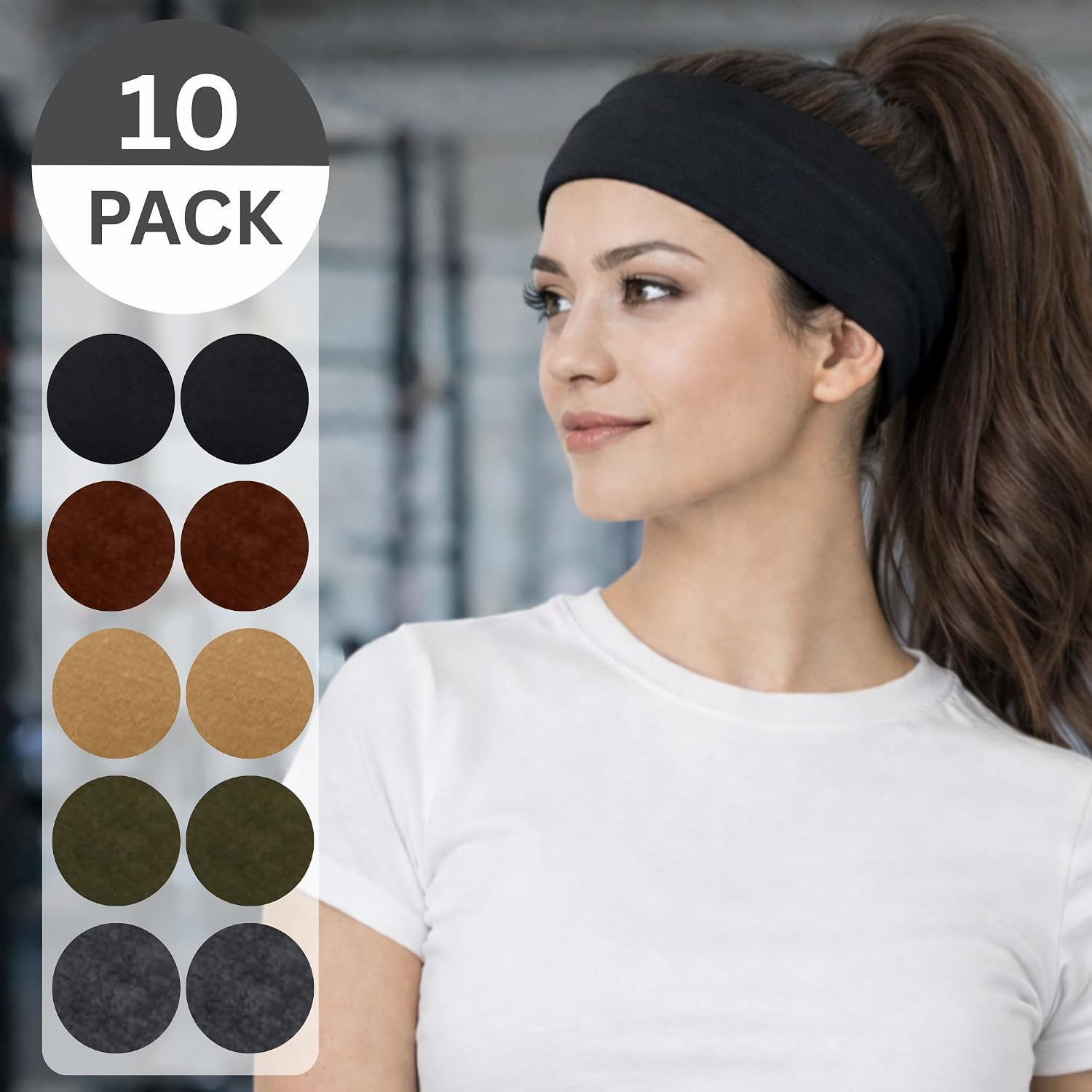 Headbands for Women, 10 Pack, Earth  | Stretch Fashion, Non-Slip  Wraps, , , Yoga, Pilates, Running, Gym, Workouts