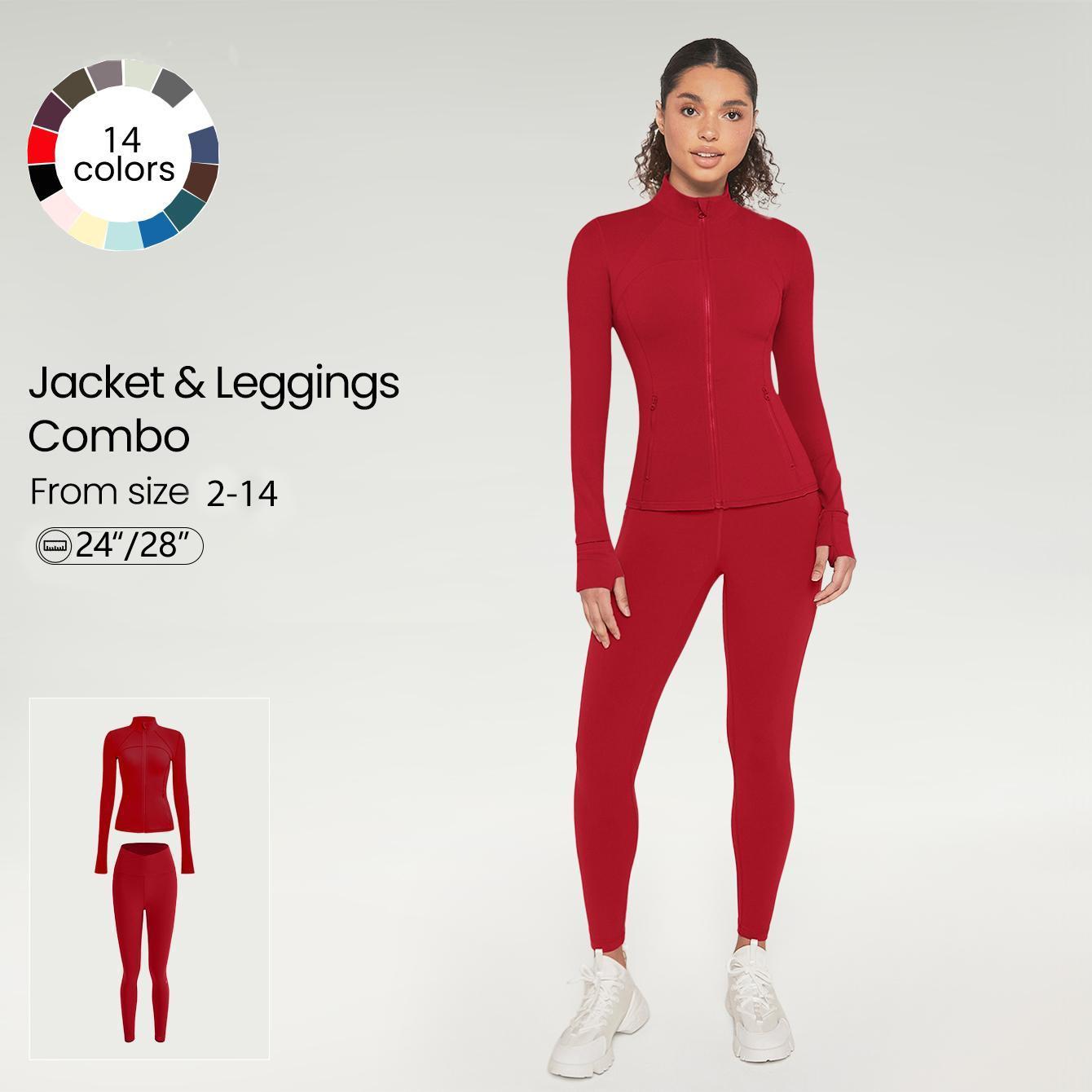 GLOWMODE 2PCS Slim-It BBL Jacket and 24" & 28” Crossover Yoga Leggings Daily Set TikTokShopBlackFriday