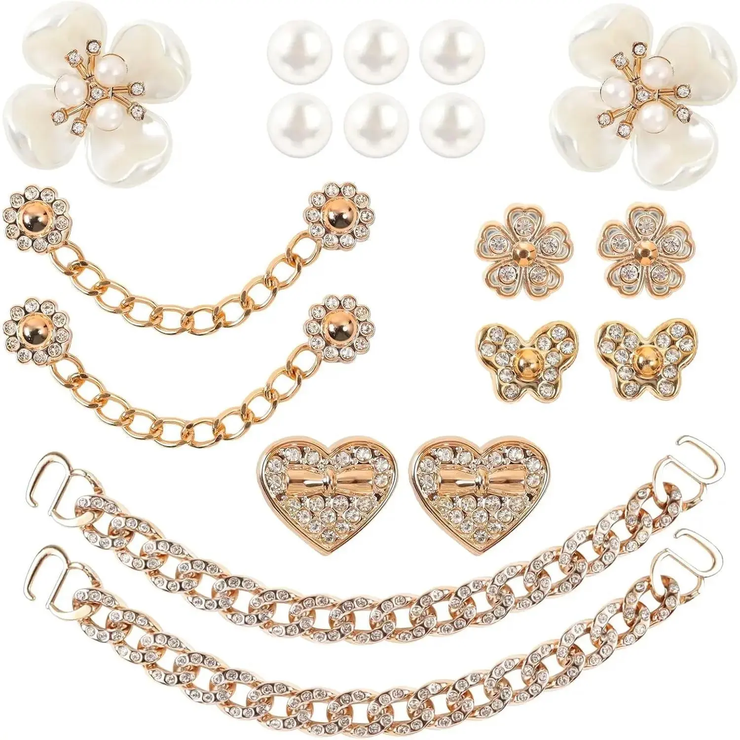 Women's Bling Sports Shoe Charms Set - Pearl, Flower, Crystal Rhinestone Footwear Accessories, Cute DIY Decorations, Party & Birthday Gifts with Summer Vibes