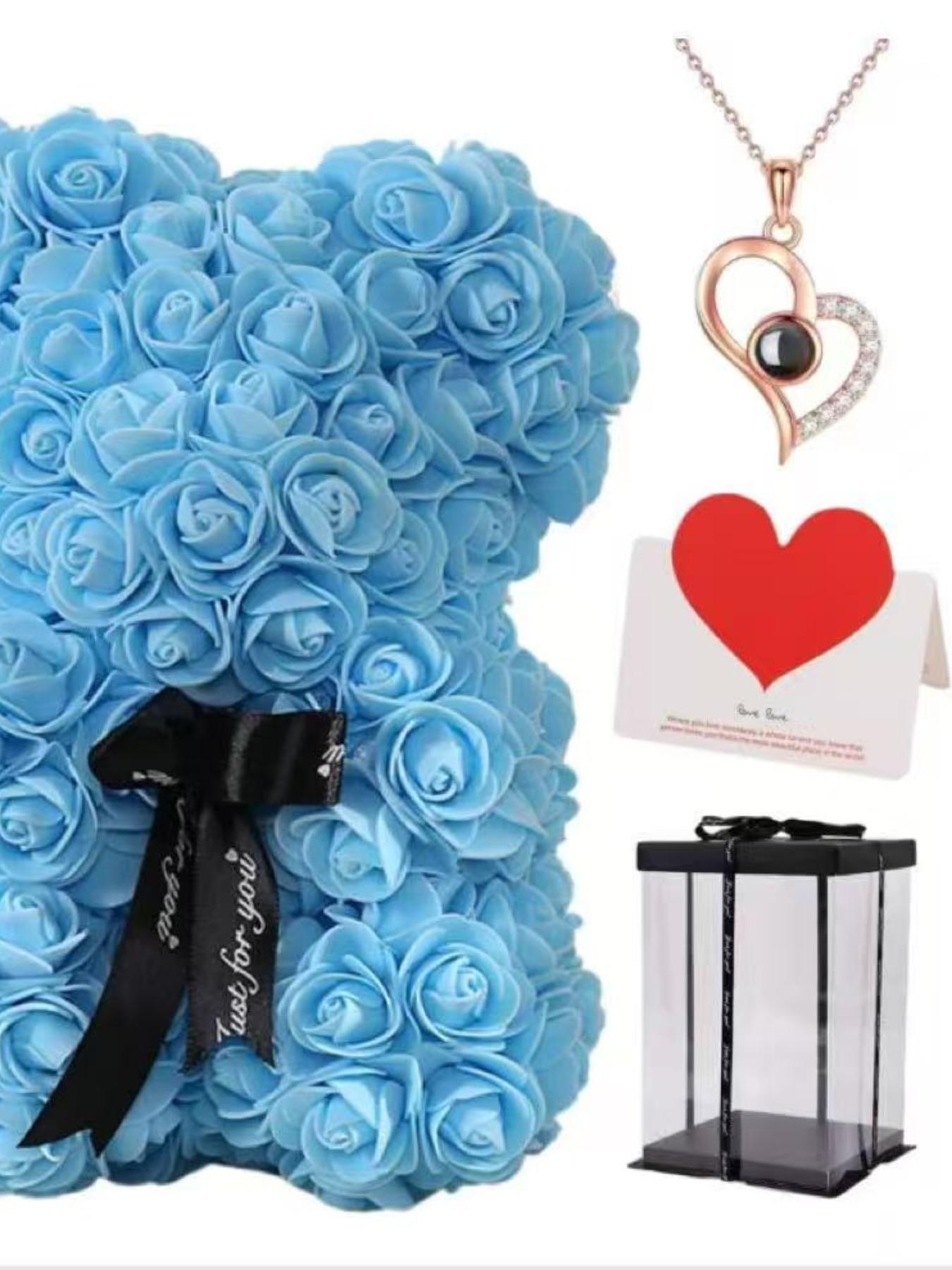 Set Includes 100 Languages Necklace Bear Card Gift Box Mother's Day Gift for Mom Valentine's Day Gift for Girlfriend