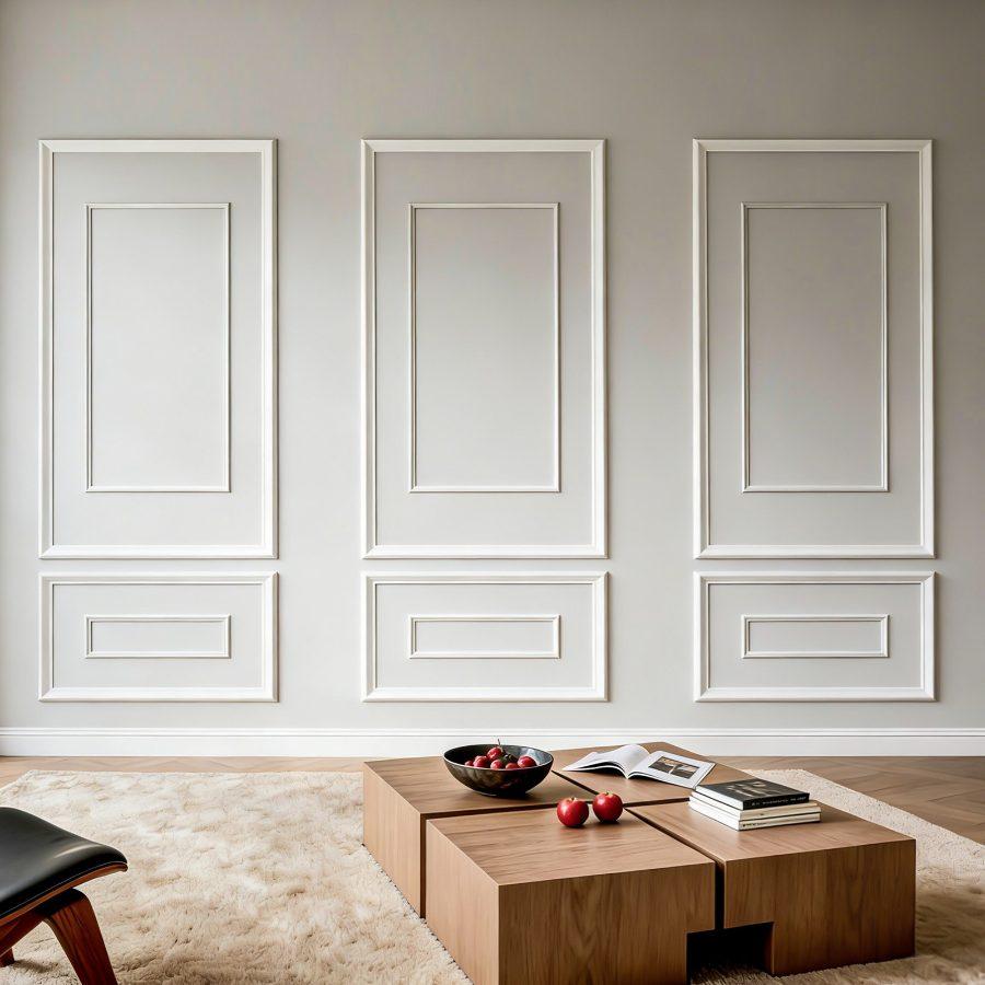 VEVOR 3-Pack Wall Molding Wainscoting Panels Kit, Dual-Line Wide-Narrow Profile, Lightweight Paintable Polystyrene, Easy-Install Accent Wall Trim for Interior Living Room, Bedroom, White