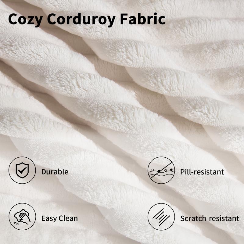 Boneless Chaise Lounge, Upholstered Sofa Bed with Throw Pillows and Armrests, No Assembly Required, Indoor Sleeper Chair- Luxurious Plush Corduroy Chair Bed for Living Room