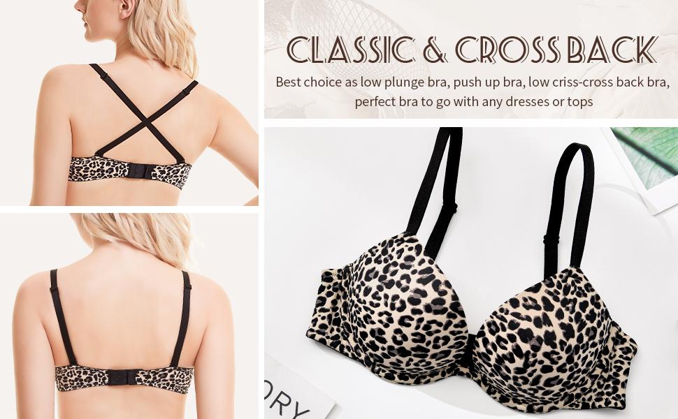 WingsLove Deep V Plunge Underwire T-shirt Bras Comfort 2 Cups Up Padded Push Up Bra Womenswear Soft Skin Friendly Fabric